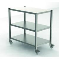 Cleanroom transport trolley, with smooth shelves