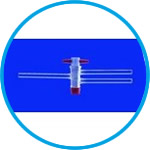 Two-way stopcocks with PTFE plug, borosilicate glass 3.3, with capillary side arms